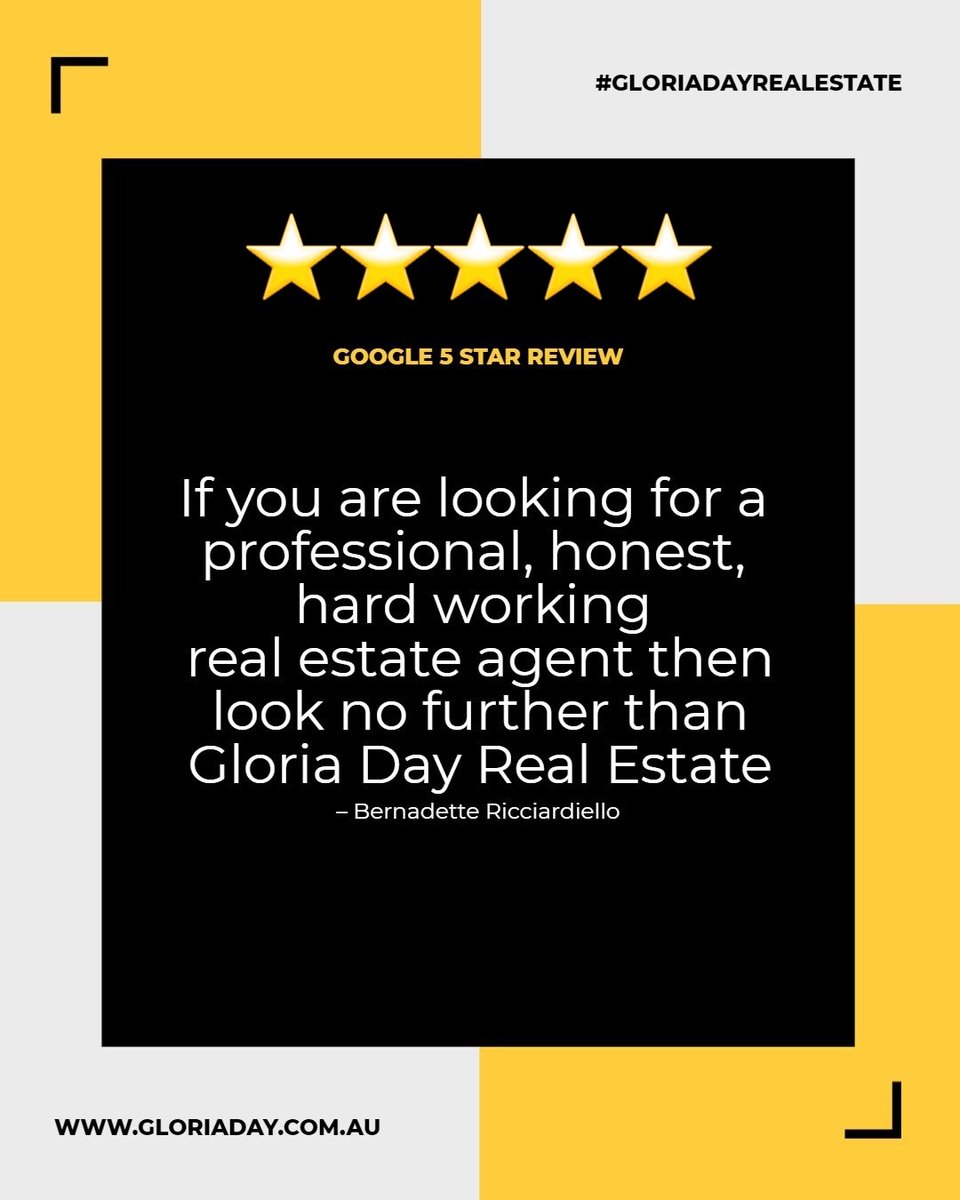 flashfarley's tweet image. Another 5 Star Review for Gloria at Gloria Day Real Estate. Call Gloria ☎️0401 396 217 for a FREE Property Appraisal or Property Management Services.