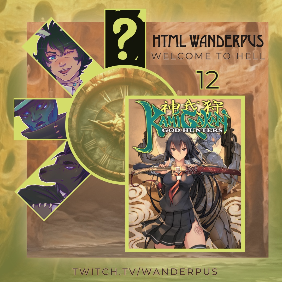 LockstitchRPG's tweet photo. Tonight on the HTML Wanderpus TTRPG! 

Cursed with a new origin the party must figure out how get home... but at what cost? Starring Caram, Cass, Midnight and... who's that???

Playing @serpentseagames's Kamigakari: God Hunters for #IndieOctober!

#ttrpgs #tabletop #godhunters https://t.co/facqLovzZZ