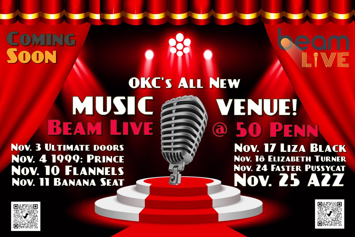 #november is opening month for our #new #flagship #venue #beamliveclub ! Looka that lineup! Food by <a href="/BelleIsleBrew/">Belle Isle Restaurant & Pub</a> 

Tix: app.showslinger.com/e1/109/beam-ent

#livemusic #okc #okclivemusic #oklahomacity #okcmusicscene #oklahomamusic #dinnertheatre  #dinnertheater #okcnightlife #50pennplace