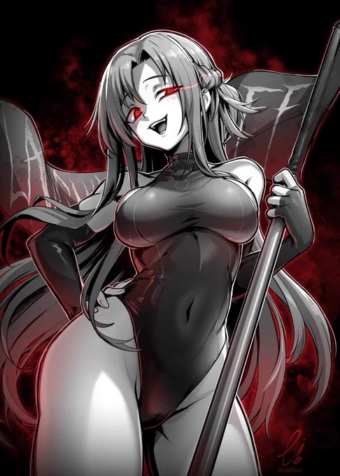 闇落ちアスナさん(レースクイーン風)を描きました- Skeb / Commission -#SAO 