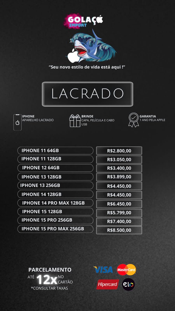 GolacoImport_'s tweet photo. VEM COM A MELHOR! ✅🍏👨🏾‍💻 https://t.co/AFAPW7ZFVG