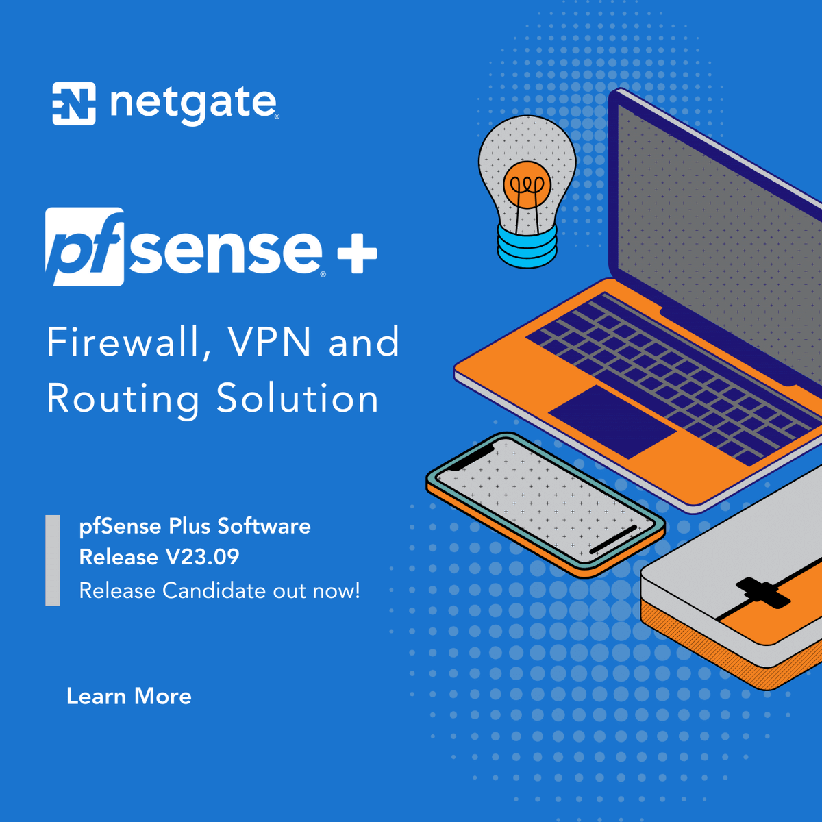 NetgateUSA's tweet image. 🚀 #Netgate introduces the Release Candidate of #pfSensePlus software version 23.09, featuring upgrades to OpenSSL 3, an opt-in for exploring #KeaDHCP, and various bug fixes. 🛠️ Stay tuned for enhanced security and functionality with this latest update!
👉hubs.ly/Q0270pZ80