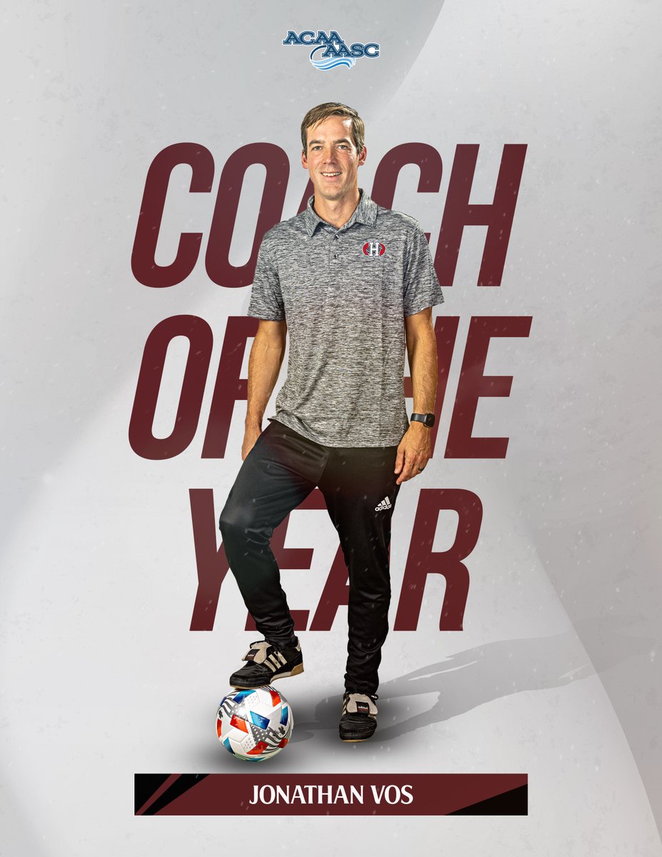 Congrats to Jonathan Vos for being named the ACAA women's soccer Coach of the Year tonight in Halifax, ahead of the '23 ACAA Championships.

Our women will face STU tomorrow at 10am, with the men facing UKC at 6pm; both matches are SF playoff matches.

#PassionSpiritPride