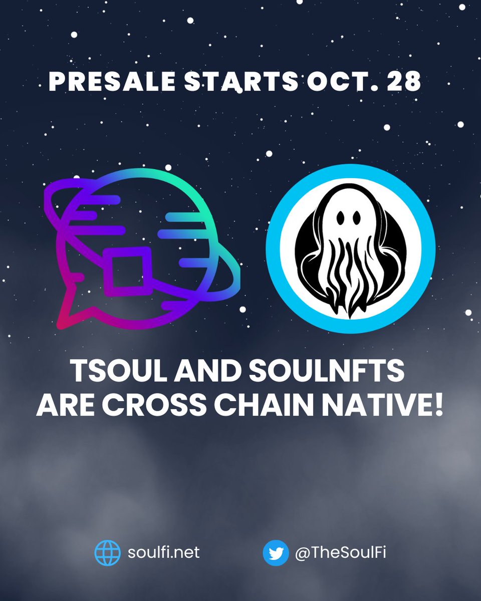 TheSoulFi's tweet photo. Let's keep this awesomeness! 💪
We integrated with @cryptolink_tech for their cross-chain functionality to bridge your TSOUL and SoulNFTs easily between chains! 🌟
#Tsoul #CrossChain #Presale https://t.co/vYmj9jamoP