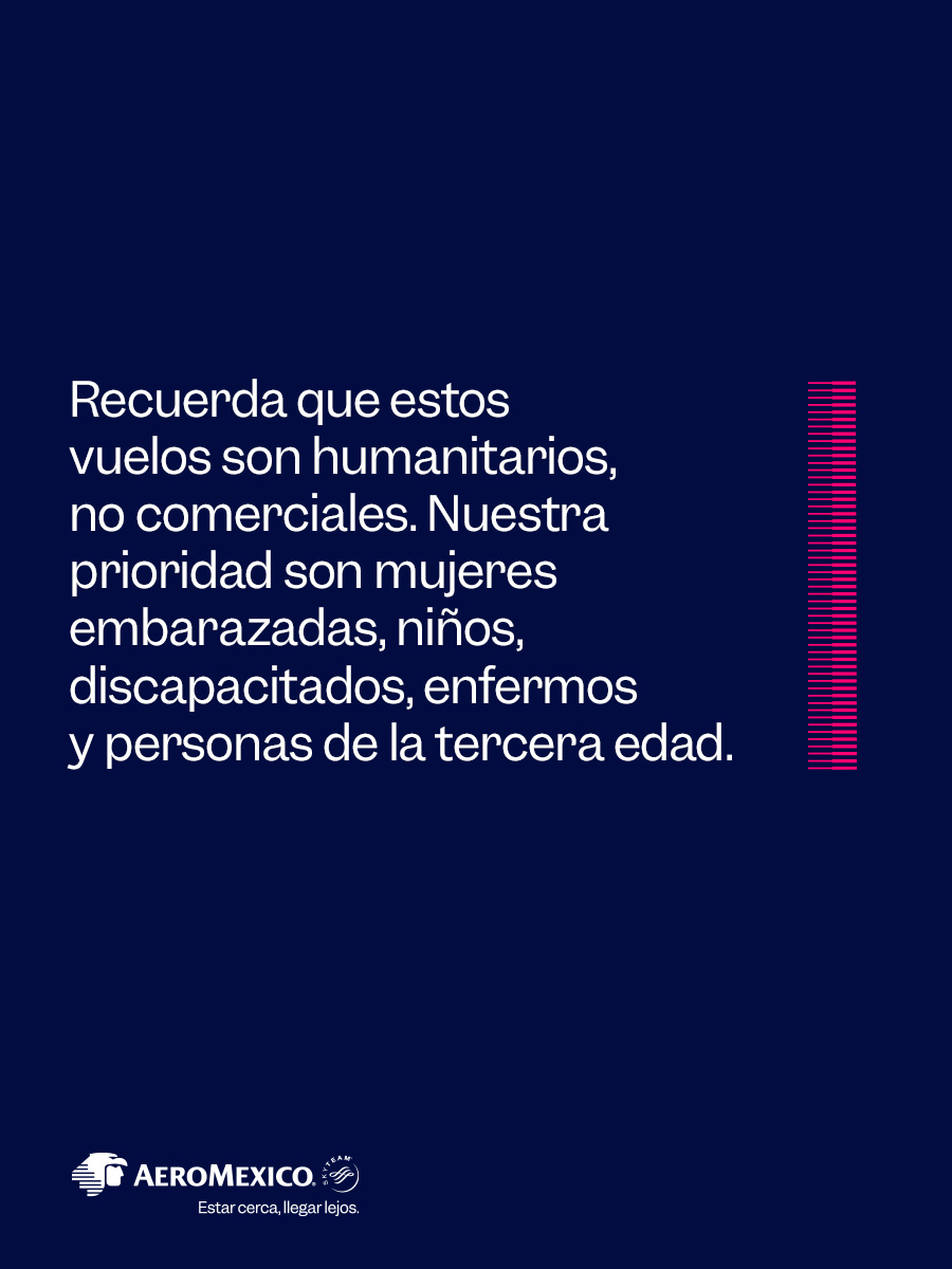 Seguimos con el puente aéreo de ayuda humanitaria.
Mañana 28/oct operaremos los siguientes vuelos:
MEX-ACA 9:00 hrs.
ACA-MEX 11:40hrs.
MEX-ACA 14:05hrs.
ACA MEX 16:45hrs.
Llama a nuestro Call Center 55 5133 4000, marca opción * y apúntate a los vuelos.