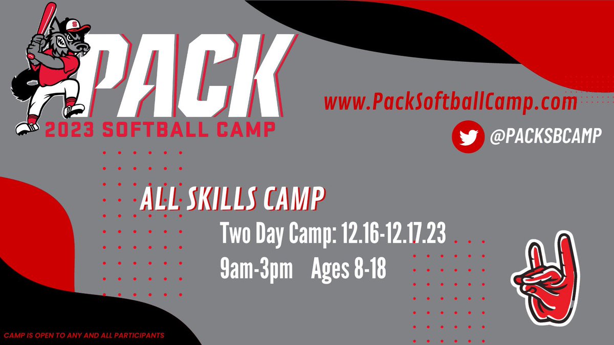 DECEMBER CAMP DROP!! Register now for our TWO day All-Skills Camp. See you soon in Raleigh 😎🐺 packsoftballcamp.com