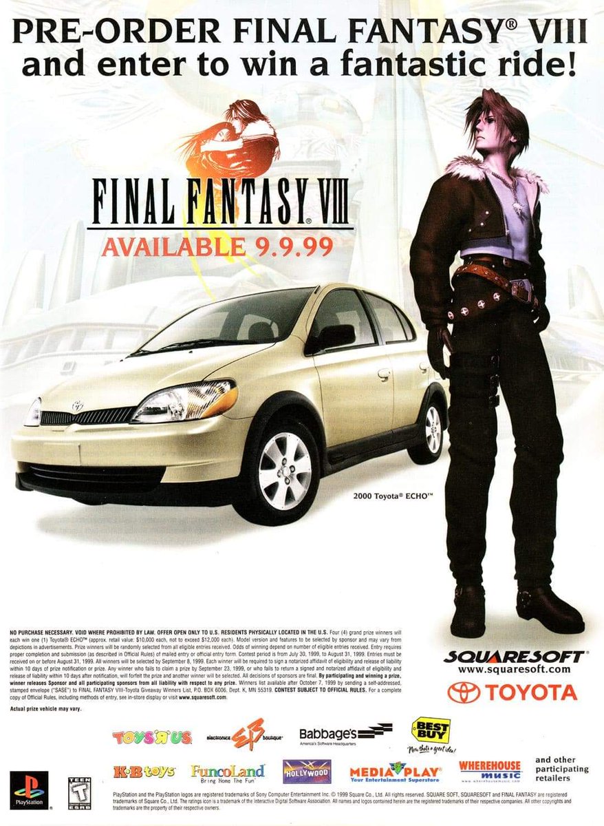 Do you ever think about who won the Final Fantasy VIII 2000 Toyota Echo?