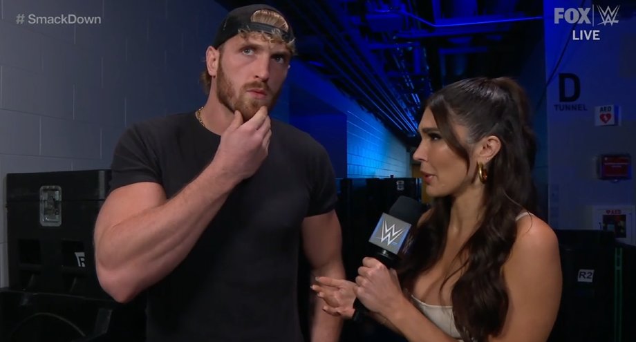 geoisucey's tweet photo. shortest and greatest interview... cant believe logan paul would leave @catherinekelley like that LOL https://t.co/GsnOdRXKa1