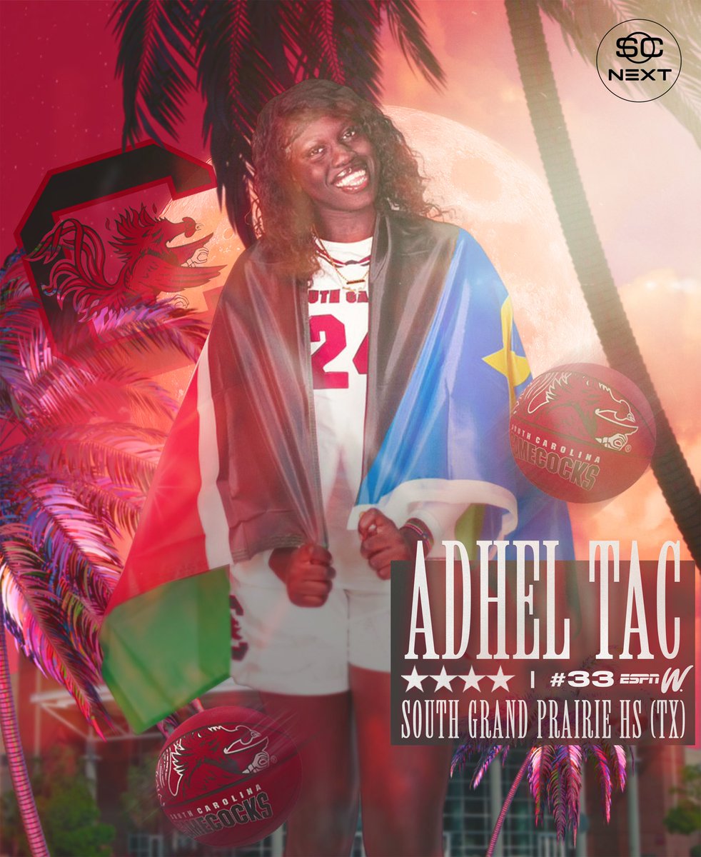 SCNext's tweet photo. 4⭐️ Adhel Tac (no. 33 espnW 💯) has committed to South Carolina! #Gamecocks

@TacAdhel | @GamecockWBB https://t.co/ITbeJfTCnP