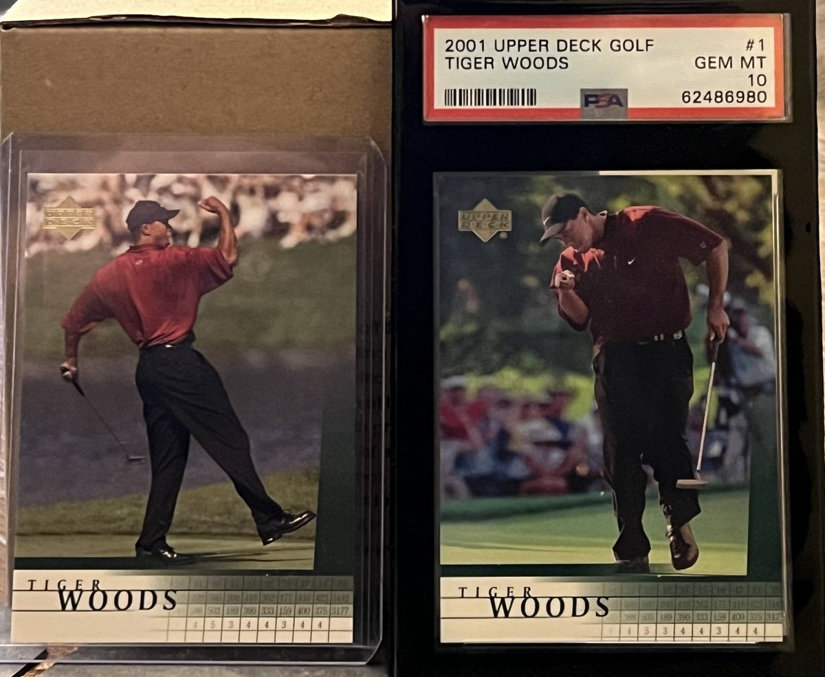 IT_guy8706's tweet image. Pack pulled the 2001 Upper Deck #1 way back when I was younger. Graded to a Gem Mint PSA 10. (14,000+ 9s &amp;amp; 13,000 10s)

Made the decision to buy the rookie promo last year. Folks…there are ONLY 63-9s &amp;amp; 69-10s.

It ships next week. #TeamNoLook #LowPop #TigerWoodsCards