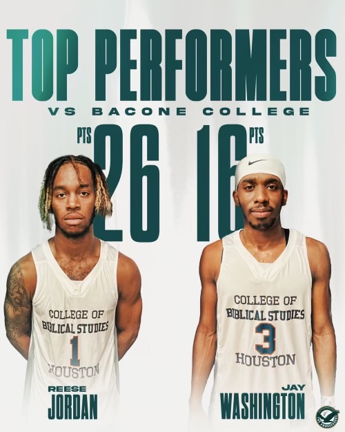 CBSHouston's tweet photo. Top performers for CBS-HTX vs Bacone! Ambassadors won by 30 points! #GoAmbassadors https://t.co/MJi7QqvO3Q
