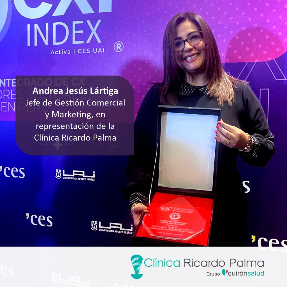 CRicardoPalma's tweet image. afiliados” refiere Antonio Feria, gerente general de la Clínica Ricardo Palma. 

¡Seguimos siendo los primeros! (4/4)

#SeguimosSiendoLosPrimeros #CXIndex #PrimerLugar #ExperienciaAlPaciente #Premio #Reconocimiento #ClínicaPrivada #CRP #ClínicaRicardoPalma #Quirónsalud