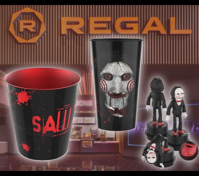 witnessed the saw special edition cup and popcorn tin at now available at regal entertainment cinemas. dont be mistaken this is reverence. this is one of the most amazing pieces of merch ive ever seen. Happy fursona friday.