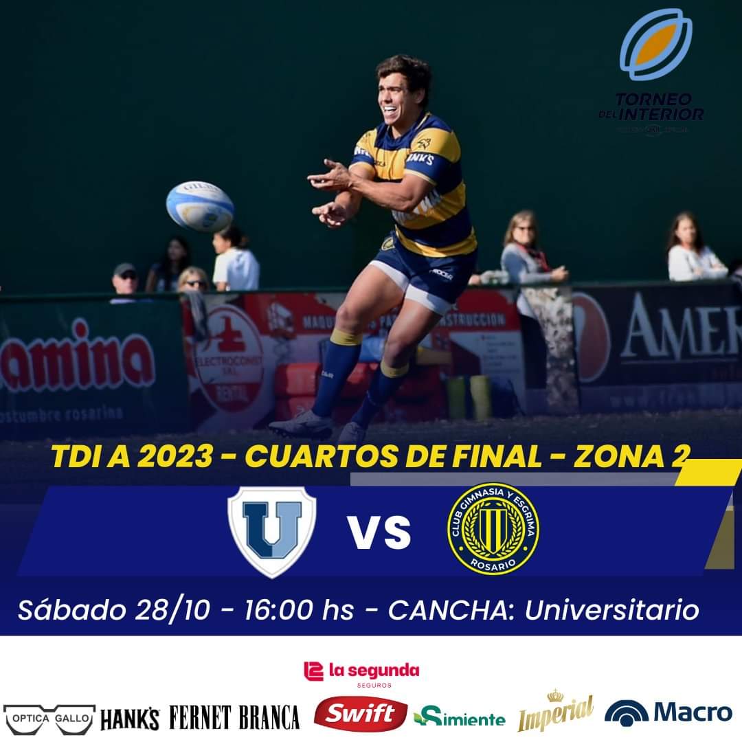 miclubGER's tweet photo. TDI A 2023 - Cuartos de Final - Zona 2 - 28/10 - 16:00 hs
Universitario de Tucumán  vs Gimnasia y Esgrima de Rosario 

¡Equipo confirmado!
¡Vamos Gimnasia! 
¡Vamos Mens Sana! 

@unionargentina  

#TDI #TorneoInteriorA  #rugby #somosrugby #SiempreGimnasia https://t.co/EmIvgrRheL
