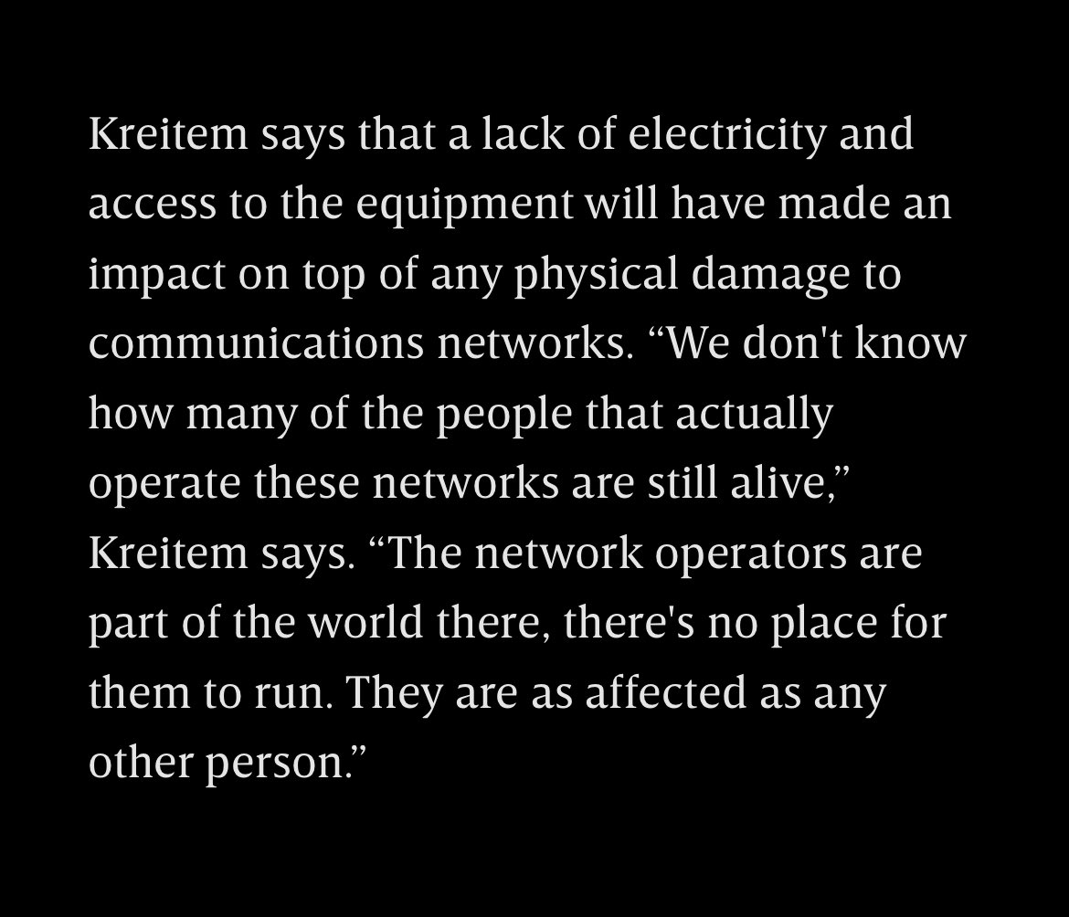 hasnain22's tweet photo. The Destruction of Gaza’s Internet Is Complete - WIRED. Gaza is cut off from food, water, fuel, electricity, gas, medical supplies, provisions — and an internet blackout. https://t.co/TMAkETM8Yg https://t.co/Be1fOeUPp4