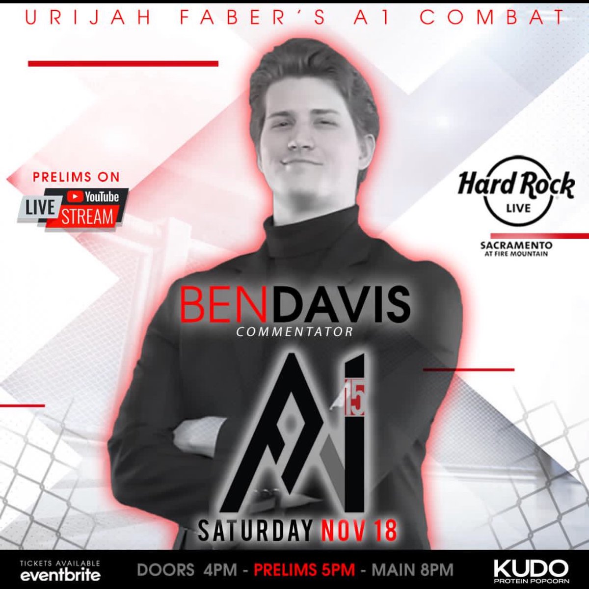 Ben “The Bane” Davis is back on the Mic Nov. 18th at The Hard Rock for #A1Combat15 🎙️🏆
<a href="/BenTheBaneDavis/">Ben Davis</a>