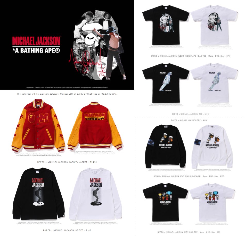 BAPE X MICHAEL JACKSON L/S TEE M-