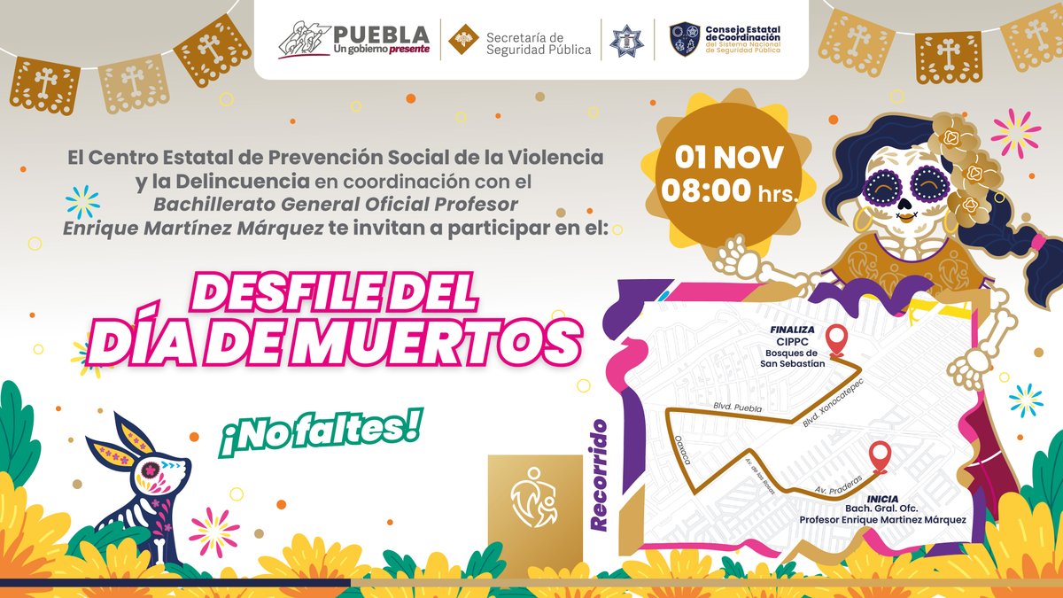 CECSNSPue's tweet photo. 👨👩👧👦Únete a nuestras actividades para fomentar el sano esparcimiento, promover la cultura y conectar con nuestras tradiciones mexicanas:
✅ 29 de Octubre: Rodada por la Prevención en #CIPPC Los Frailes.
✅ 30 de Octubre: Desfile de Catrinas y Catrines en #CIPPC Lomas del Mármol.
✅ 01 de Noviembre: Desfile del Día de Muertos en #CIPPC Bosques de San Sebastián.
Celebremos juntos nuestras raíces culturales y fortalezcamos la comunidad. ¡Te esperamos!🙌