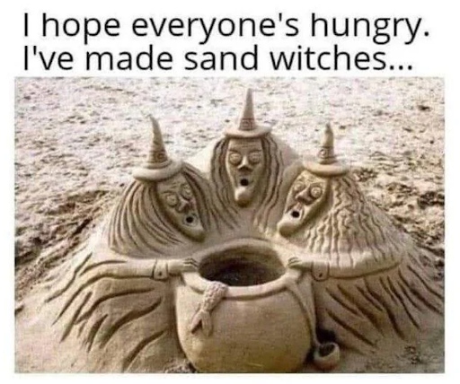 kimkomando's tweet photo. Spotted: Sand Witches on the beach! 🏖️🔮 Ever seen artistry this delightful? Share the magic. Follow @KimKomando for more fun and tech tips! #BeachArt #WitchyFun https://t.co/t6k89HlXDd