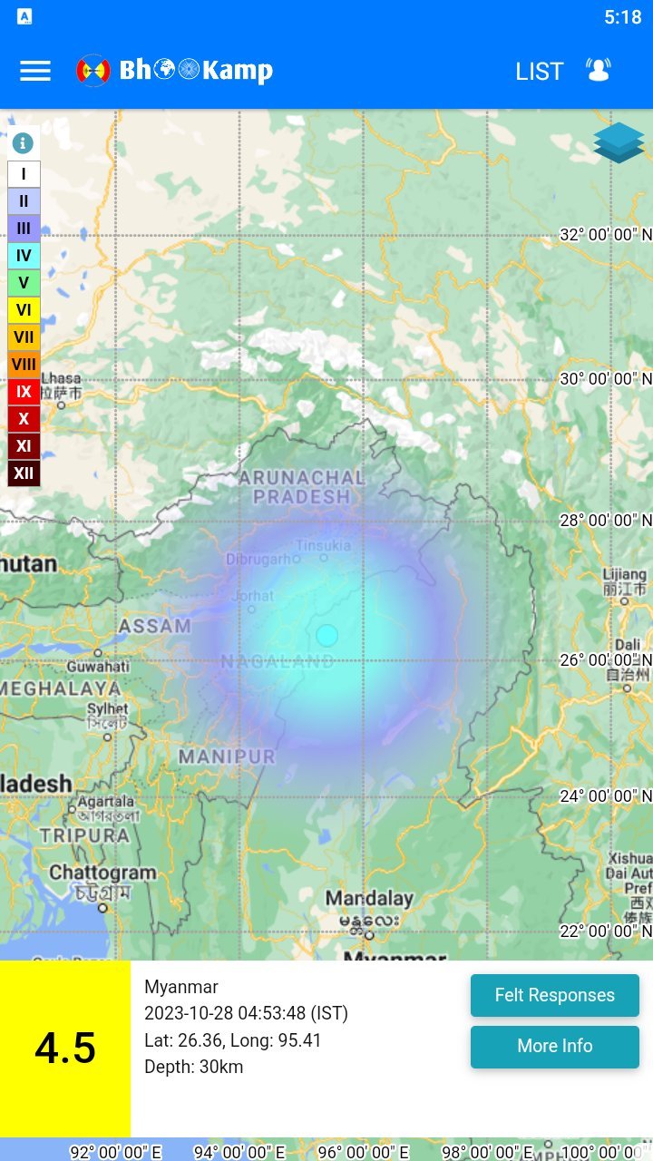 ANI on X: "An earthquake with a magnitude of 4.5 on the Richter Scale hit  Myanmar at 04:53 am today: National Center for Seismology  https://t.co/kQDO76Nld4" / X