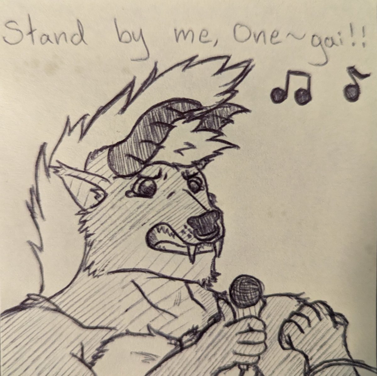 One last doodle for this bunch, of my lovely husband @2dongz, who always supports and encourages my drawing! Because if anybody is going to draw the lad doing anime ED karaoke, it may as well be me. 💙