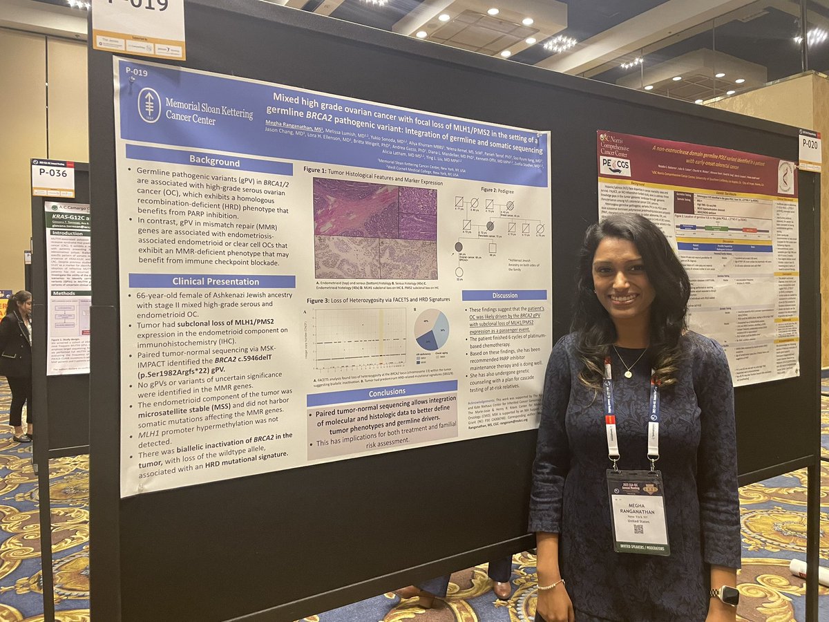 YingLiu88's tweet photo. So proud of @damla_gonullu, @meghar111, and @SeanM1029 and their amazing posters at #CGAIGC23 showing the utility of #MSKIMPACT to resolve tough cases and CATCH clinic under mentorship of @AliciaLatham10 @MSK_DeptOfMed https://t.co/lOLdlXf1Z1