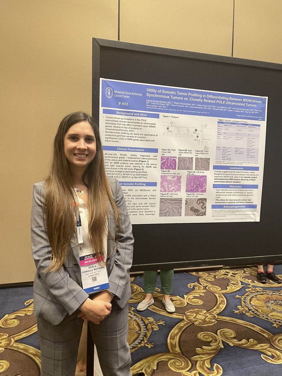 YingLiu88's tweet photo. So proud of @damla_gonullu, @meghar111, and @SeanM1029 and their amazing posters at #CGAIGC23 showing the utility of #MSKIMPACT to resolve tough cases and CATCH clinic under mentorship of @AliciaLatham10 @MSK_DeptOfMed https://t.co/lOLdlXf1Z1