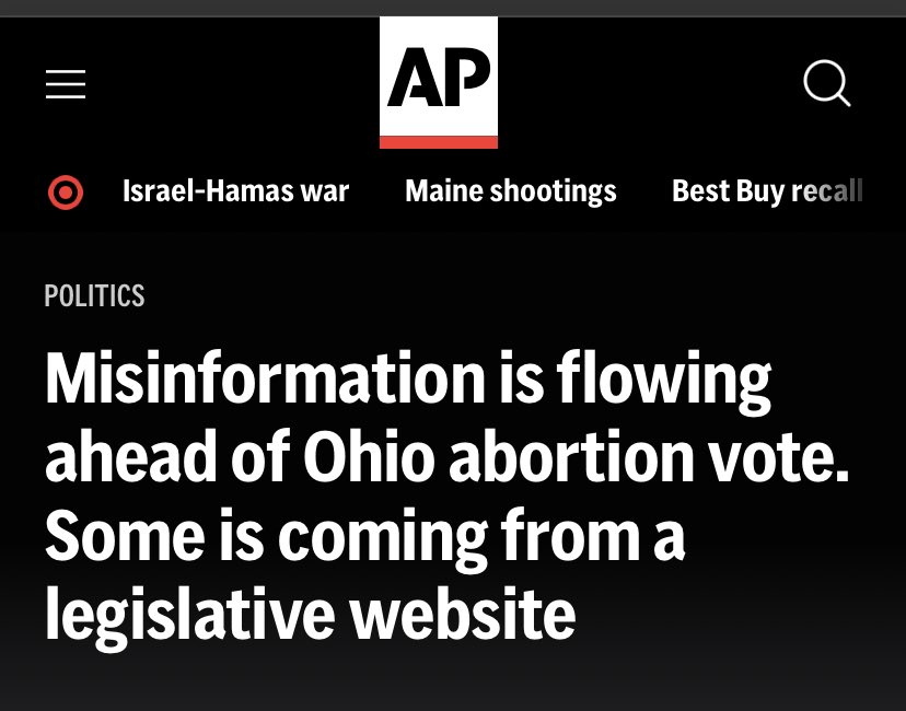 The official government website of the Ohio Senate is spreading inflammatory misinformation about Issue 1. Experts say the GOP effort is “unprecedented” and “crosses a line.” @OhioSenateGOP Take it down. Government websites don’t belong to you. They belong to the people.