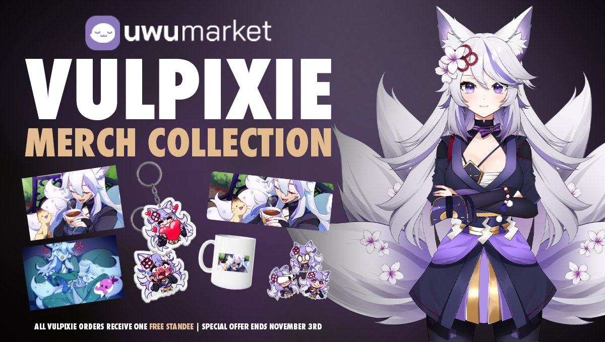 ‼️🚨 2.0 MERCH 🚨‼️
To celebrate the launch of my 2.0 Vtuber model, I've had the honor of working with <a href="/shopuwumarket/">UwU Market</a>  to release new merch!

See details below on how to get a FREE ACRYLIC STANDEE uwumarket.us/collections/vu…

Feat. art by <a href="/Zambiie_/">💀 Zambiie</a>, <a href="/charbeau0/">(inactive here) Charlie</a>, &amp; <a href="/Namishiron/">Namishiron</a> 💜