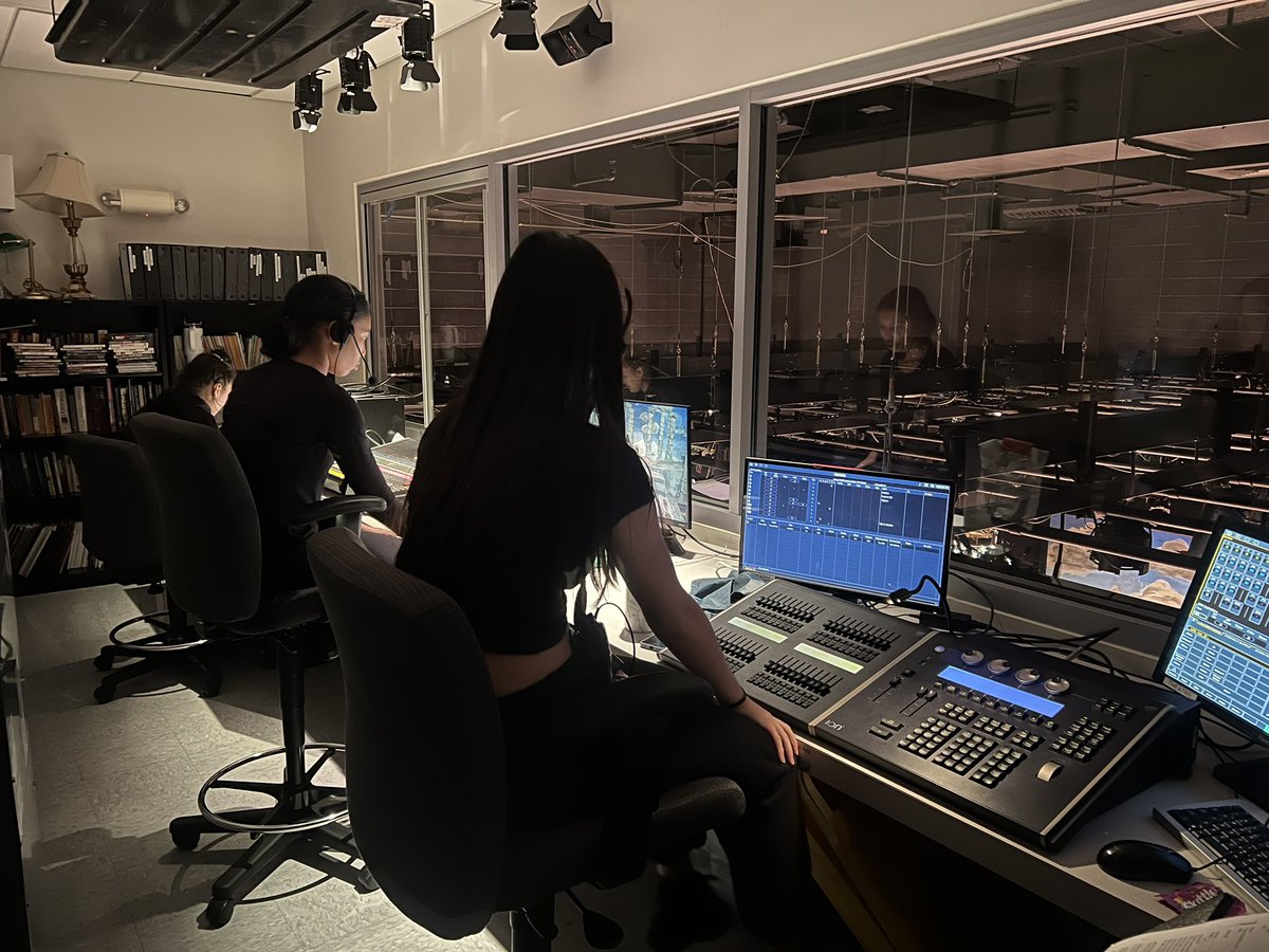 Our sound designer, stage manager and light board op are running the show.  Two more shows tomorrow. 🎭