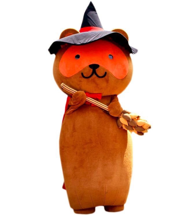 Haropon, a tanuki witch who flies on a rice stalk broom, is a Halloween mascot from Niigata, Japan.