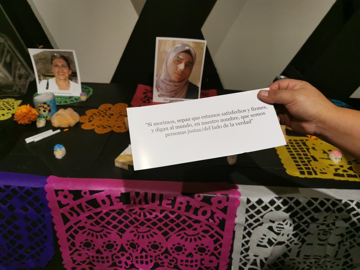 Wikimedia_mx's tweet photo. Pusimos la ofrenda en #WMMX dedicada a Hiba Kamal, wikipedista que murió asesinada en un bombardeo en la Franja de Gaza. https://t.co/AVgJmVQDqx