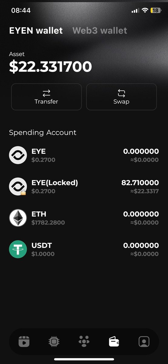 #Airdrop EYEN APP #NFT

💰Reward: 27 $EYE/ngày ~ 7$ giá hiện tại

🔥Một dự án NFT mới, ae có thể farm trên app đổi ra tokens và swap ra ETH trực tiếp trên App nhé! Hoàn toàn #FREE

1/ Airdrop - Hướng dẫn - Free $7
- Ae đăng ký tài khoản tại đây: