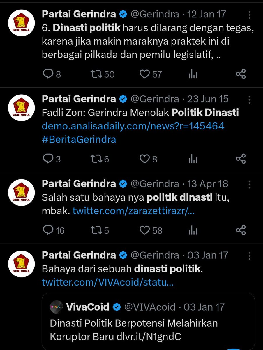 Politik dinasti itu gak baik &amp; berbahaya  bagi demokrasi, harus dilarang  👇

Yang setuju silahkan RT 🔄