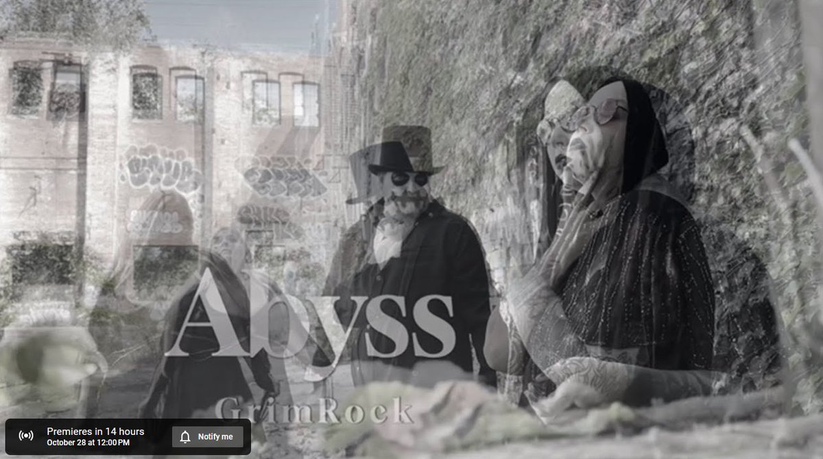 We are 14 hours away from the world premiere of Abyss! @YouTube - youtu.be/UcM6qJYMuog GrimRock - Music @AngelRae73 - Lyrics Marissa Violence Modeling - Featured Model @canonshooter216 - Photography & Videography Matt Kirschner @ Pine Box Studios - Mixing & Mastering