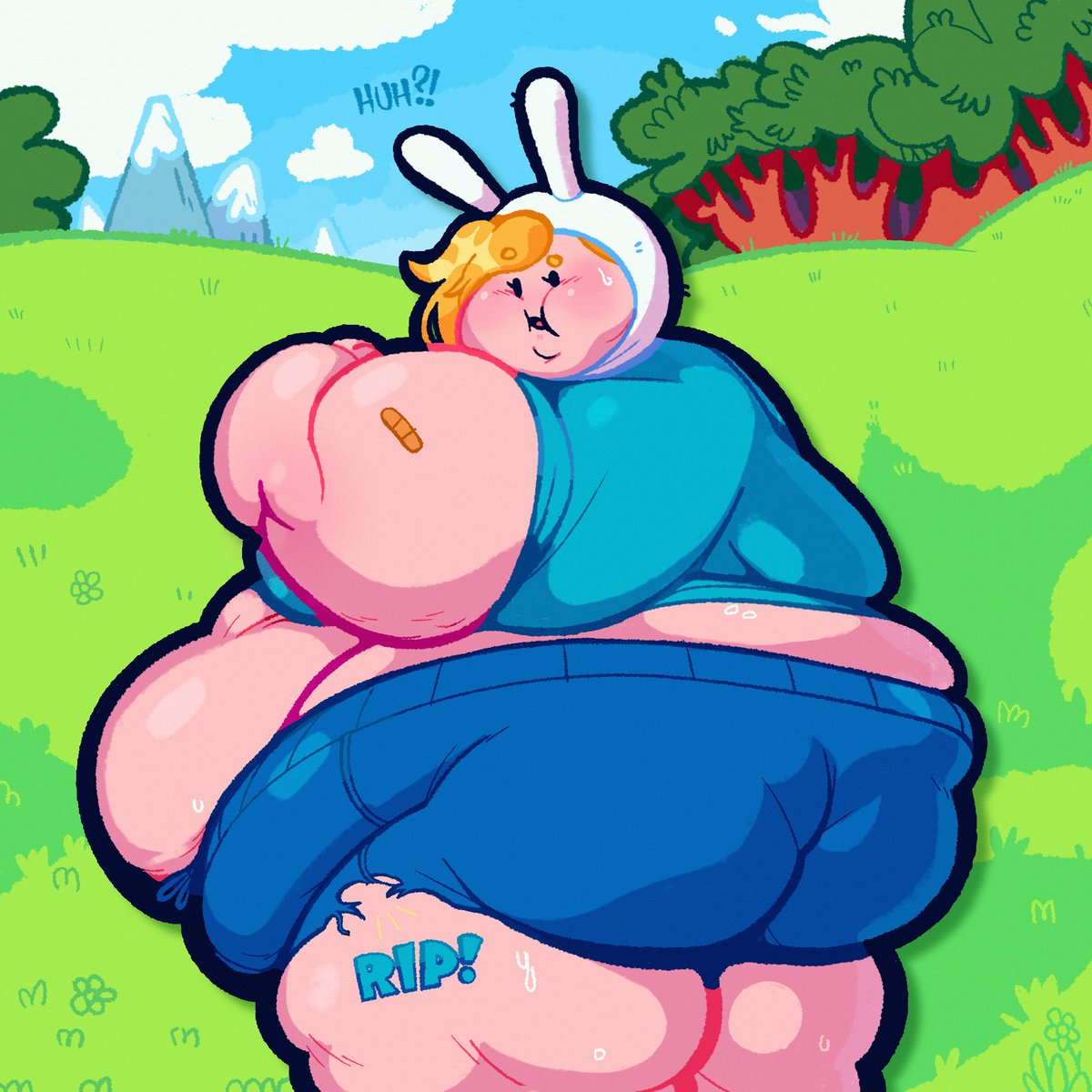 I recently finished watching the Fionna and Cake series on Max, and seeing how stoked Fionna was to see a kingdom made out of candy made me LIVE!! I knew she was a fatass at heart hehe. Here she is after spending a bit too much time in the Candy Kingdom. 😈🍪🍬🍫🍩