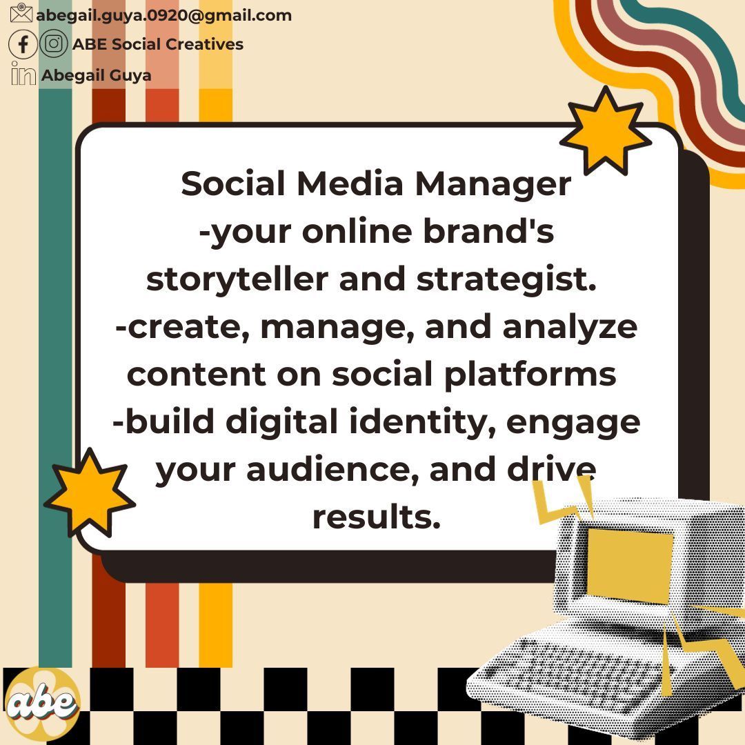 Social media managers helps you navigate the digital world and lead you to digital success, connecting your brand beyond borders. Ready to boost your brand? Contact us today! #socialmediamanager

FB: buff.ly/45JlGoX
IG: buff.ly/46HHoe9
X: bit.ly/45OzCOm
