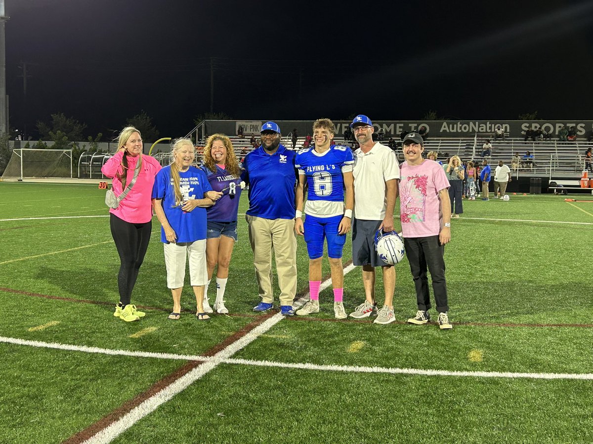 FlhsOfficial's tweet photo. It’s a Senior Night Celebration!!! 
@FlyinglsFB defeats Boyd Anderson 34-10. 💙🤍 https://t.co/M2xhS9K1x3