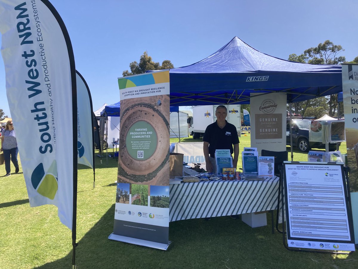 ag_southwestnrm's tweet photo. At the Brunswick show with Southern Forests Food Council promoting #SWWADroughtHub projects #TopFodder and Modern Soil moisture monitoring, and our own #PastureChallenge @JeisaneAccioly @GGA_WA @Julianne_Hill https://t.co/wx2epPyYza
