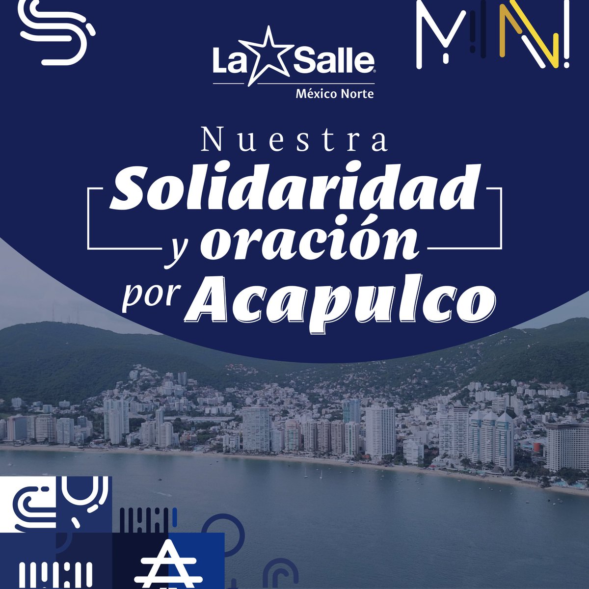 Los #Lasallistas nos unimos en oración 🙏🏻 y solidaridad 🤲🏼 con nuestras hermanas y hermanos de #Acapulco. 
¡Sabemos que viven una experiencia muy dolorosa pero con esperanza y sostenidos en la fe! Estamos con ustedes. #SomosLaSalle #HacemosComunidad 🌟