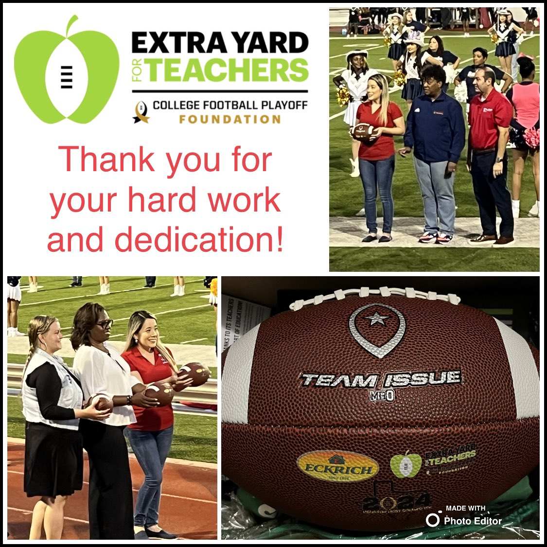 Magrill’s very own Ms Marisela Hernández was recognized before the Nimitz vs Spring football game! 🏈 Congratulations!!! 👩🏼‍🏫 @Primary_AISD @AldineISD @CFBPlayoff