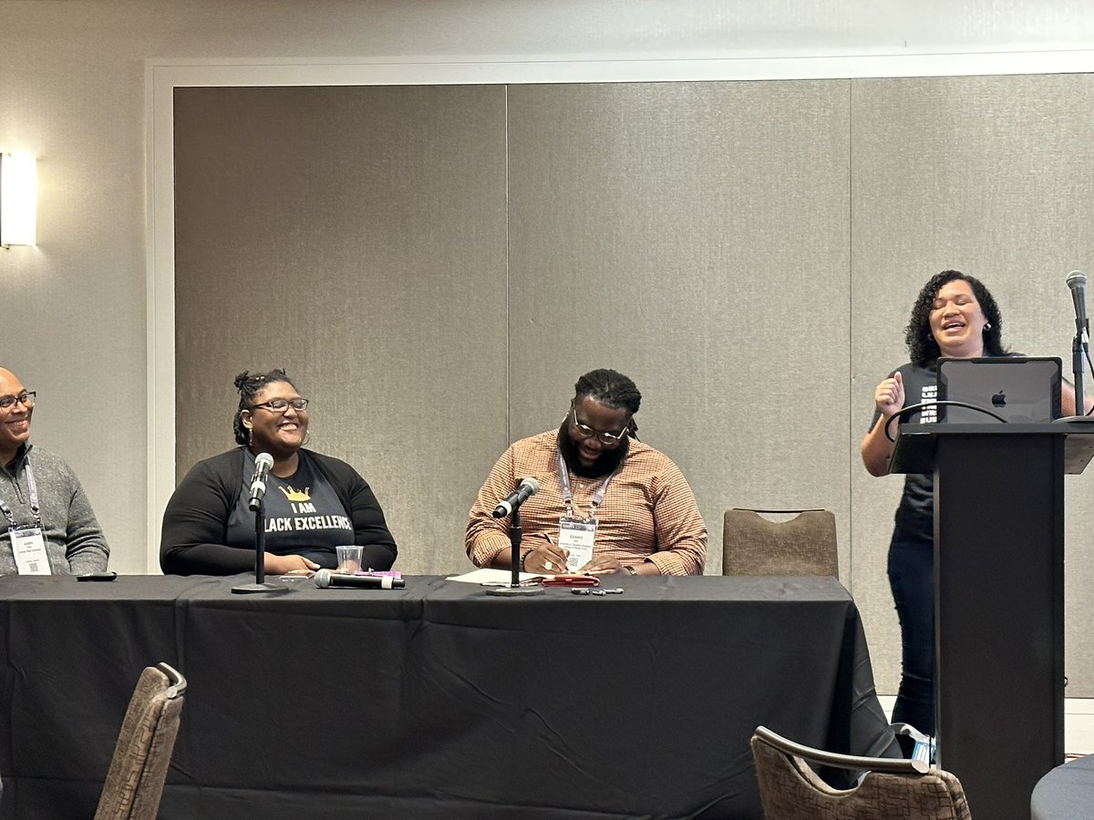 carmenrfoster's tweet image. So proud of @DrFDubs and her colleagues who presented their truth at #cswe2023 about “navigating year 1 of being Black on tenure track.” Powerful, transparent, and inspiring. @JustinSHarty