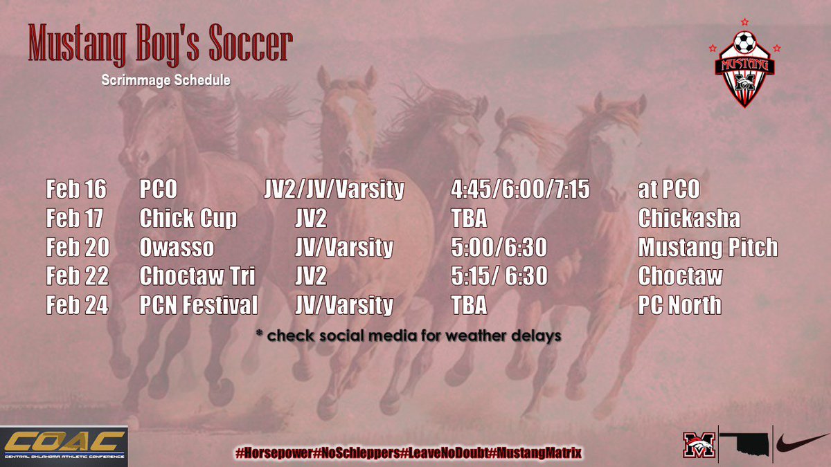 Pre-season and non-district games! Let’s Go Boys! #MustangSoccer #LeaveNoDoubt #HorsePower