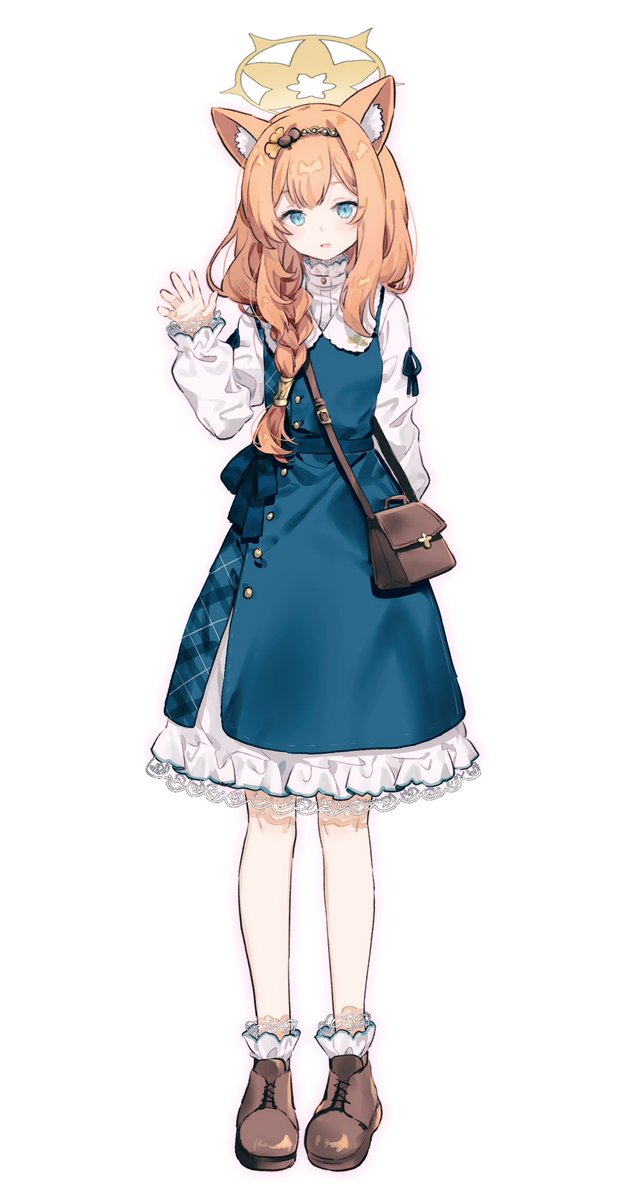 mari (blue archive) 1girl solo animal ears orange hair halo blue eyes full body  illustration images