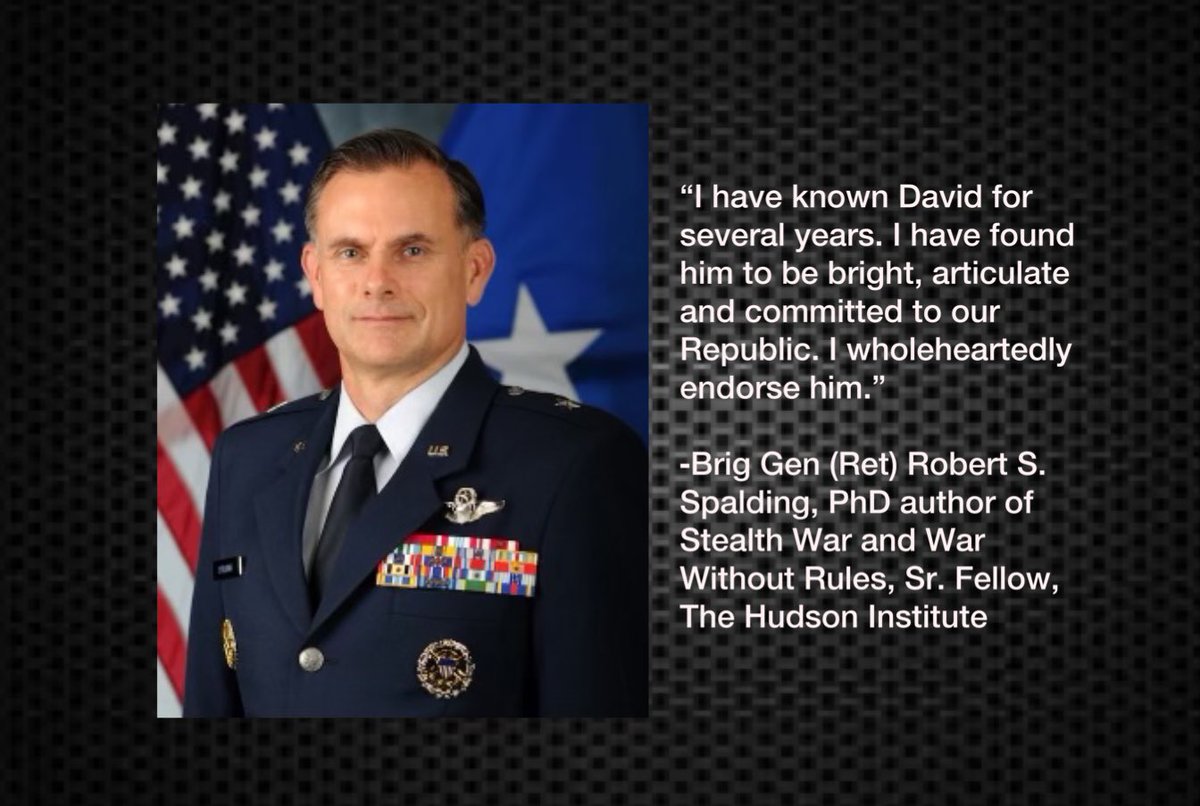 DrStuckenberg's tweet photo. David Stuckenberg endorsement from ⁃Brig Gen (Ret) Robert S. Spalding, PhD author of Stealth War and War Without Rules, Sr. Fellow, The Hudson Institute https://t.co/dRW2ZVCZKS
