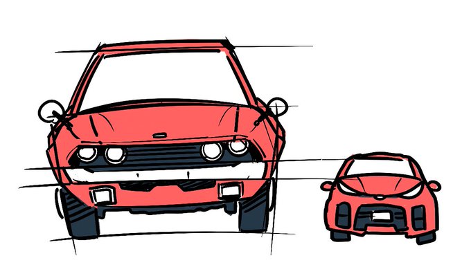 GRヤリスを旧車風にアレンジする試み。

目つきはヘッドライトの位置を上下にずらす。
食いしばるグリル感がもっと欲しい。 