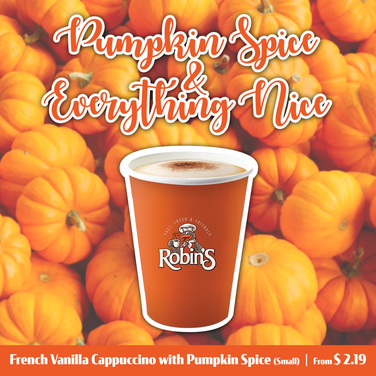 RobinsMaritimes's tweet photo. We have all your fall 🎃 spice needs covered!  Winter will be here sooner than you think, get one today! #pumpkinspice #RobinsDonuts #Robins #Donuts #FallFavorites #FallMood https://t.co/XhBcqtW1tJ