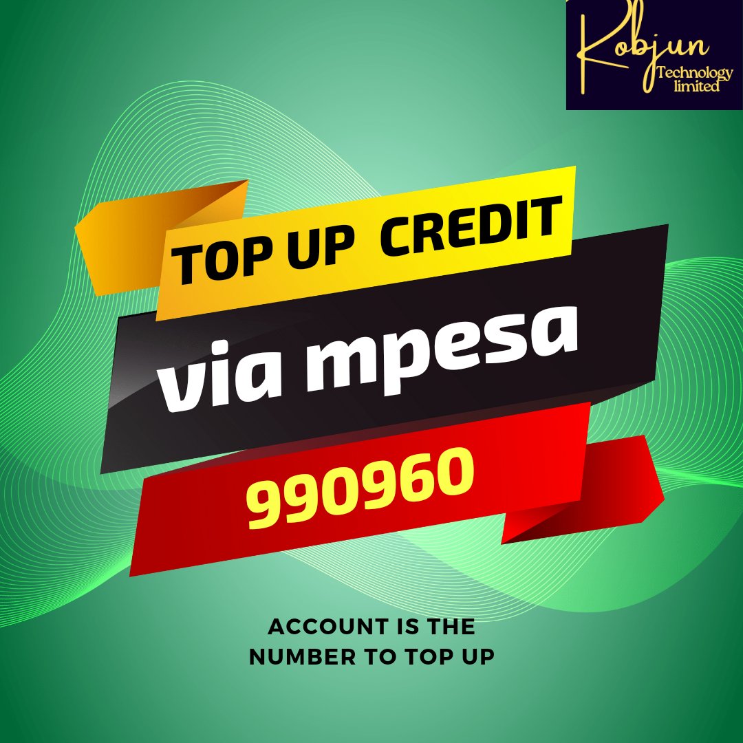 RobjunLimited's tweet image. Saturday morning

Get ready to enjoy easy top ups.

 We're dedicated to making your weekend airtime needs smoother than ever.

Use 990960 as the paybill to top up airtime