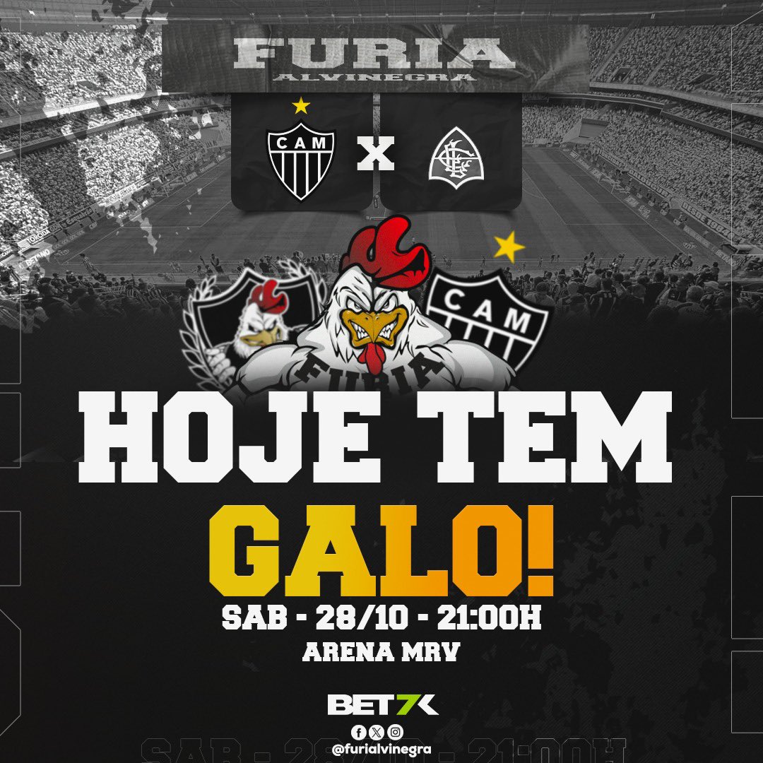 HOJE TEM GAAAAALOOOOOOO!🏴

Vamos virar a chave dentro de casa, o Galo entra em campo contra os pó de arroz em busca dos 3 pontos!

Libertadores é obrigação!

#AtitudeCompromissoRespeito