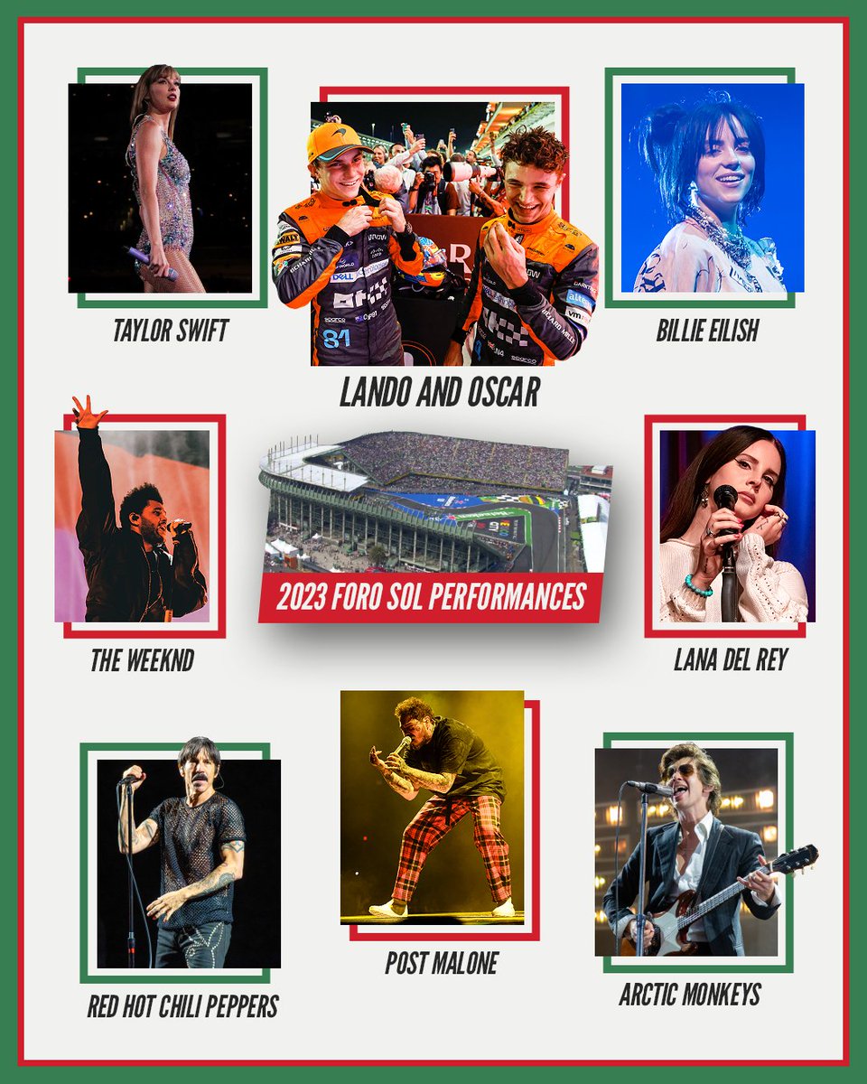 Taylor Swift, Billie Eilish and... Lando and Oscar?! 😅

Just some of the people to perform at Foro Sol this year. 😉🇲🇽

#MexicoGP